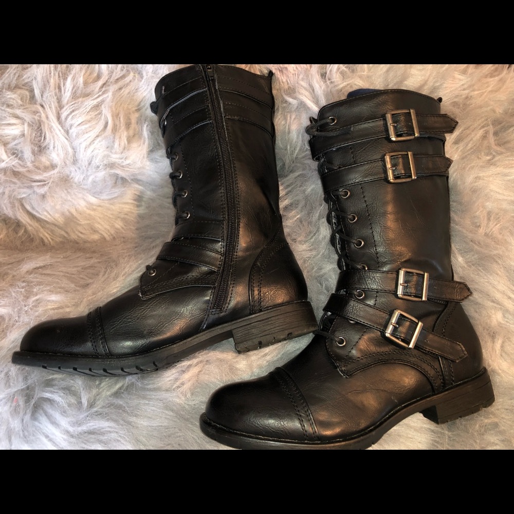 Black Leather statement boots